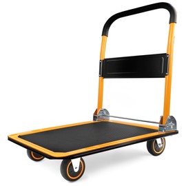MaxWorks 80876- Foldable Platform Truck Push Dolly 330 lb. Weight Capacity Black and Yellow 28.75" x 18.75" x 33"