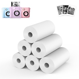 Riosin 6 Rolls Instant Camera Refill Print Paper for Kids, Photo Printer HD Printing Thermal Print Paper Rolls Fit for Most Kids Instant Camera (White-6)