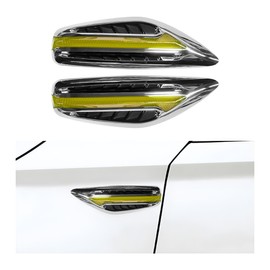 DXNQ 2 PCS Car Hood Vent Trim, Waterproof Stylish Vehicle Air Flow Fender Side Vent Decor Sticker, Durable Car Air Flow Intake Hole Stickers, Car Exterior Decorative Accessories (Yellow)