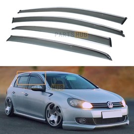 Fits for 2010-2014 VW Volkswagen Golf 6 MK6 Hatchback Chrome Trim Smoke Tinted Window Visors Rain Guards Deflectors