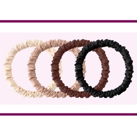 4Pcs 100% Mulberry Silk Scrunchies Hair Care Silk Skinny Hair Ties Elastic Scrunchies Set Women Girls Srevela