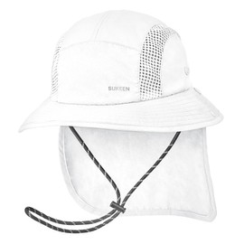 Sukeen Kids Sun Hats UPF50+ Sun Protection Hat for Girls Boys with Neck Flap Beach Hats with Wide Brim for Beach Swim White
