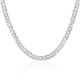 AFSTALR Men's Necklace Silver Curb Chain, Stainless Steel Cuban Jewellery Chain Chains for Men Necklace, Stainless Steel