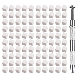WeddHuis Pack of 100 Nail Art Sponge Nail Sponge Metal Gripper Mini Replaceable Nail Sponges Colourful Nail Art Rendering Tools with Gripper Blocks Manicure Gradient Nail Art Sponge