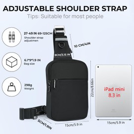 VADOO Mini Sling Bag with Multiple Pocket, Small Crossbody Bag with RFID Blocking for Women and Men, Lightweight Casual Phone Sling Shoulder Chest Bag for Travel