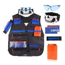 LUUFAN Tactical Vest Kit for NERF Guns with Reload Clips, Refill Darts, Wrist Band, Tactical Mask Protective Glasses for Boys Girls Kids Birthday Thanksgiving