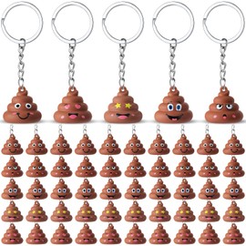 JellyArch 50 Pcs Mini Poop Keychains Bulk Tiny Fake Poop Figurines Funny Novelty for Prank Props Goody Bag Stuffers Hide and Seek Gifts Prizes Backpack Decor