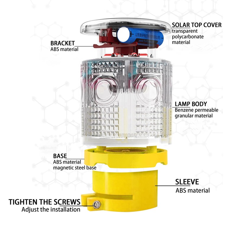 QXMH Solar Strobe Warning Light - Bright 360 Degree Solar