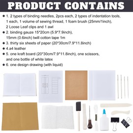 WEBEEDY DIY Bookbinding Kit Bookbinding Supplies Set with Tools for DIY Bookbinding Crafts and Sewing Supplies A6 Book Making Kit Complete Cased in Hardcover Journal Craft Kit for Adults, Khaki