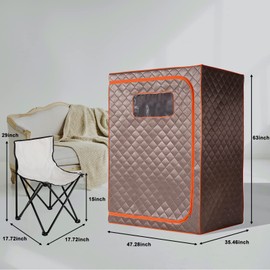 TaTalife Portable Steam Sauna, 2 Person Sauna Tent, Full Size Double Sauna, 1 or 2 Person Foldable Home Sauna, Full Body Sauna, Includes 2 Portable Sauna Chairs