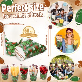 Jingmore 160 Pcs Football Charcuterie Cups with Cocktail Picks, 14 oz Football Party Cups Paper Football Appetizer Cups with Sticks for Football Sports Party Supplies(Green,Game Day)