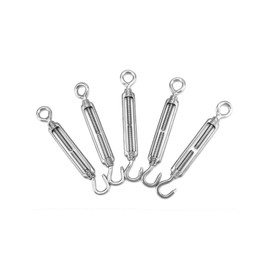 QWORK® 5 Pcs M6 Screw Fastener Tensioner, 304 Stainless Steel Turnbuckles, Adjustable Hook And Eye Set