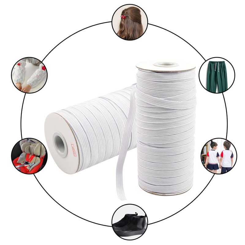 BOKFJBP Elastico da 9 mm, 50 m, colore bianco, 9