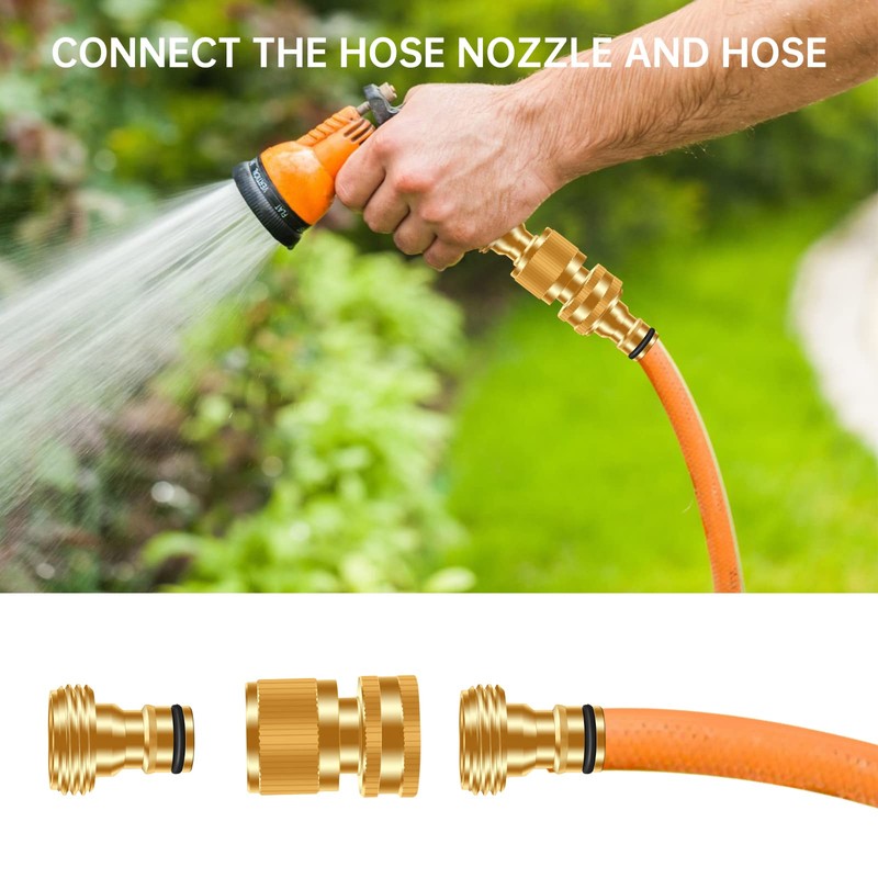 FRQNTKPA Garden Hose Quick Connector, No-Leak 3/4 Inch GHT Thread