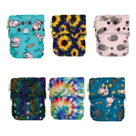 Pañales Ecológicos De Tela Ecopipo 6 Pack Estampados Broches                                                                                          