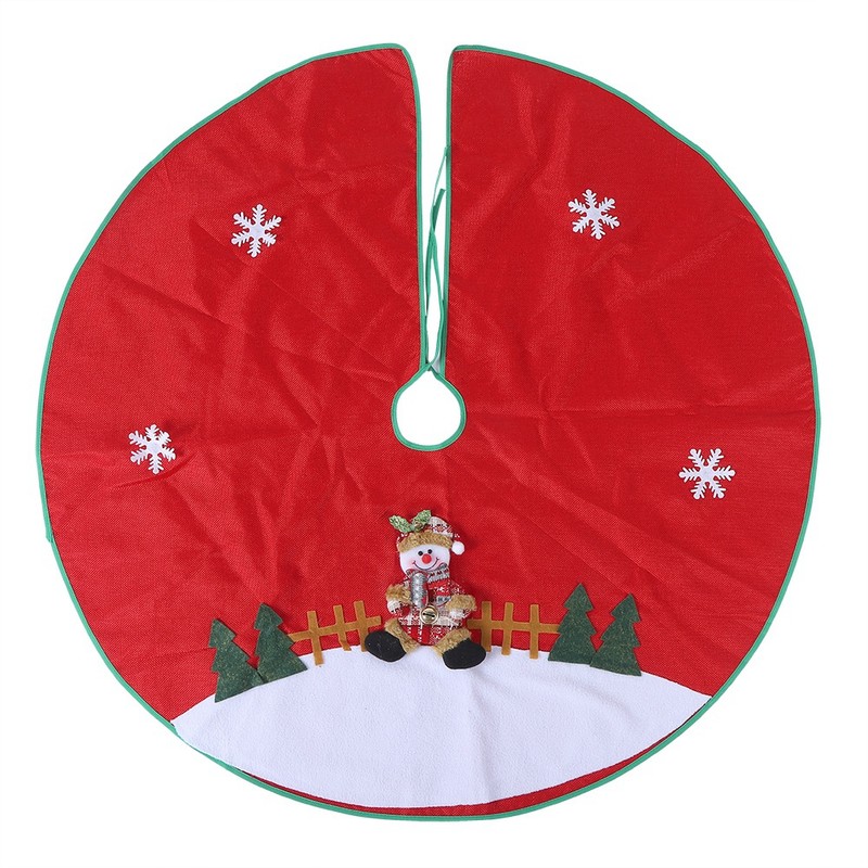 Red Flannelette Christmas Tree Skirt Base Floor Mat Apron Cover