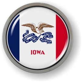 Iowa State Flag 3D Domed CAR Emblem Badge Sticker Chrome Plastic Round Bezel