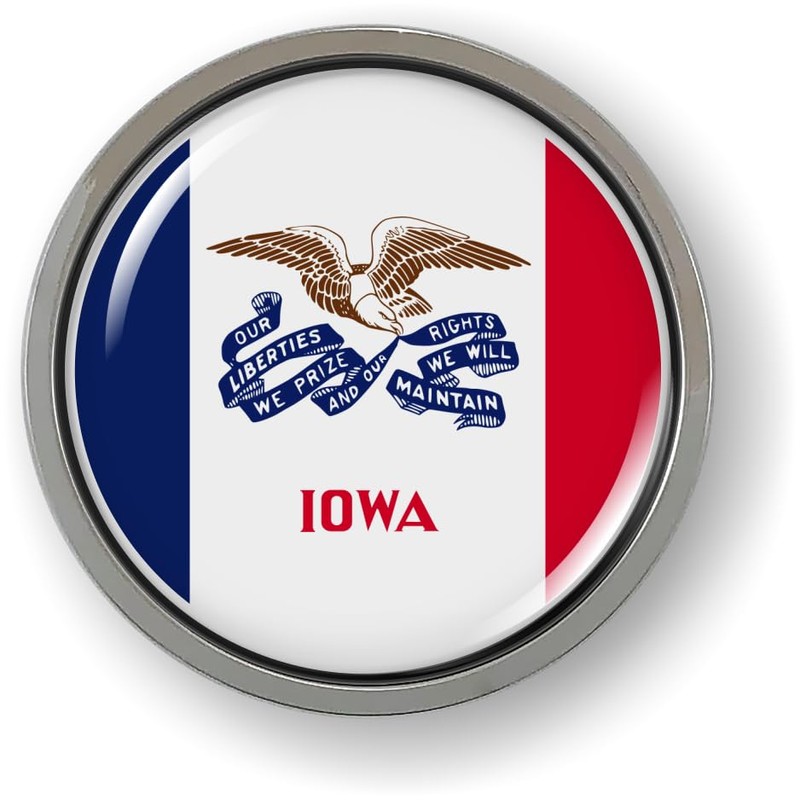 Iowa State Flag 3D Domed CAR Emblem Badge Sticker Chrome