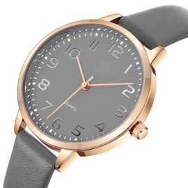 IBSO Women Watches Leather Mesh Strap Round Case Analog Fashion Ladies Wrist Watches (0023 Grey)