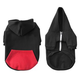 meioro Zipper Hooded Pet Clothing Dog Cat Clothes Cute Pet Clothing Warm Hooded French Bulldog Pug (L, Black)