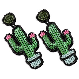 Healeved Cactus Bead Earrings for Women Lightweight Bohemian Studs with Sequins for Parties Weddings and Special Occasions Durable and Hypoallergenic Jewelry