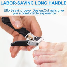 2 x nail clippers, nail clippers for seniors, nail clippers with wide jaw opening, splash guard, ergonomic design, suitable for seniors and adults with thick nails