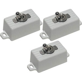 Seco-Larm SS-076Q/SW Enforcer SPST Toggle Switch, Rated 3A at 125VDC, Attractive Plastic Case with 2 Screw Holes and Pre-Wired 6"(15cm) Leads for Easy Surface Mounting, White, Pack of 3