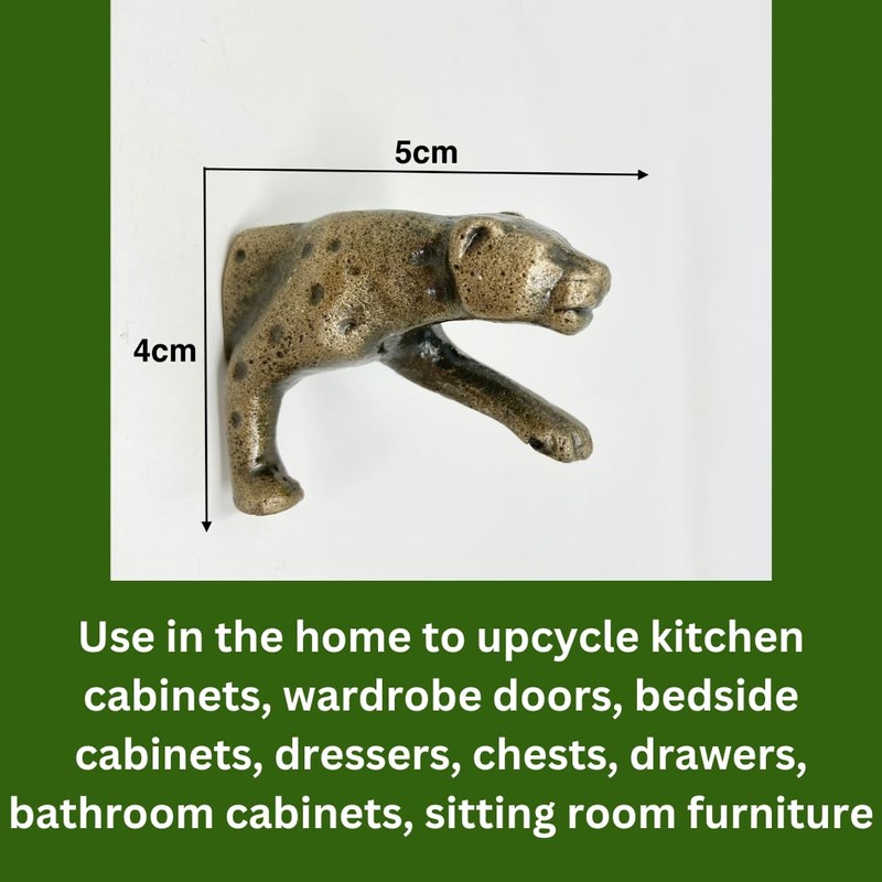 Safari Antique Brass Animal Iron Metal Drawer Knobs (Knob, Leopard)