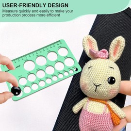 KIBBEH Safety Eye Sizer Tool, Attaching Safety Eyes Tool for Measure Safety Eyes from 10-30mm Size, for Doll Teddy Bear Bunny Toy and DIY Animal Eyes Craft Making(Green)