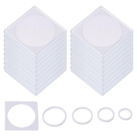 PATIKIL Coin Snap Holder 24pcs Silver Dollar Coin Holder Collector Coin Case with Foam Gasket for Square 16/21/26/31/36mm Coins, Clear White