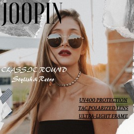 Joopin Small Round Sunglasses for Women, UV Protection Vintage Retro Sun Glasses Trendy Polarized Mens Womens Sunglasses (Gold Black)