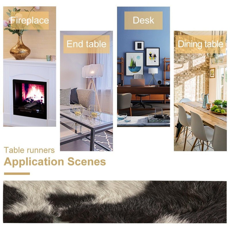 FengMingRui Cowhide Table Runner Black and White Milk Cow Western