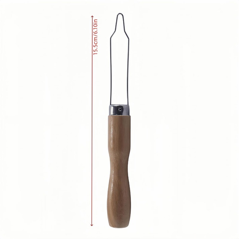 SYLEN Wooden Handle Button Hook Threader Tool For Sewing Button