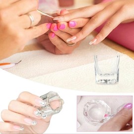 2 Dappen Dish Cups for Nail Art Acrylic Liquid - Clear Glass Nail Monomer Liquid Bowl Dish, Acrylic Glass Jar for Nails care nail art - Quantity: 2 cups