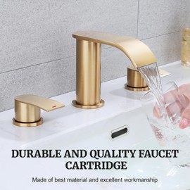 Ultimate Unicorn 8 inch Bathroom Faucet Champagne Brown, Waterfall Bathroom Sink Faucet with Metal Pop-up Sink Drain Stopper and 2 Supply Hoses, DJS-MP-3JT-CG-PB-C