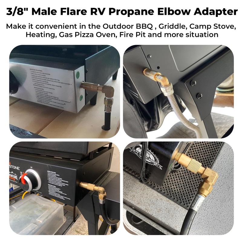 Propane Elbow Adapter, Low Pressure 3/8" Male Flare Propane Elbow