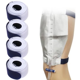 4 Pcs Catheter Leg Bag Holder Strap Catheter Stabilization Device Catheter Fixation Straps Leg Urinary Drainage Tube Holder Fixation Tapes with Soft Elastic Fabric for Incontinence Urine Bag