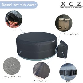 XCZ Portable Hot Tub Cover, Spa Thermal Cover, Waterproof, dustproof, Insulated, Suitable for 85in Round hot tub, Black, with Pump Cover