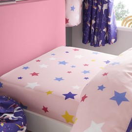 Girls Kids Space Unicorn Purple Toddler Cot Bed Fitted Sheet
