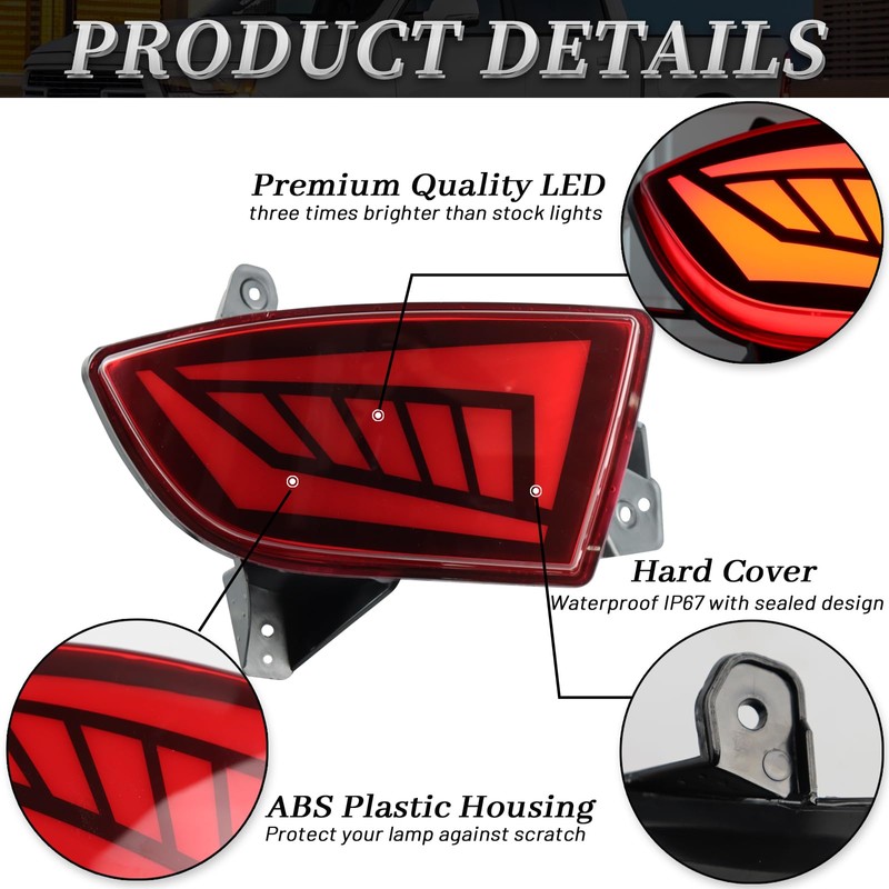 BINQIGOO LED Rear Bumper Reflector Light Fog Tail Lamps Compatible