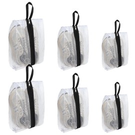 6 Pack Travel Shoe Bags for Packing in Suitcase, Show Bags for Traveling - Waterproof PVC Shoe Storage Organizers with 3 Sizes (Small, Large, X-Large)