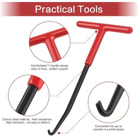 Exhaust Spring Hooks, Pack of 2, Motorcycle Spring Puller, Brake, Spring Hook, Metal Spring Puller Hook, T Hook, Spring Puller, Steel Spring Hook for Motorcycle, Moped, Bicycle (16 x 8 cm)