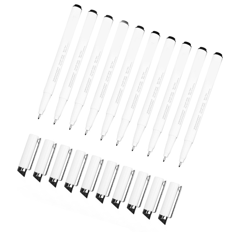 10Pcs 0.5mm Micro Line Pens Excellent Black Inks Smoother Writing