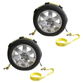 US Cargo Control 2" x 10' OEM Replacement Wheel Strap with 2 Swivel J Hooks and 3 Adjustable Rubber Cleats, Great for Hauling Low-Profile Vehicles, 2,200 Pound Working Load Limit, 2 Pack