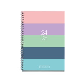 Miquelrius Academic Diary 2024-2025 September 2024 to June 2025 Size 117 x 174 mm Day to a View Lined Cardboard Cover Metal Spiral Bound White Catalan and English Lined