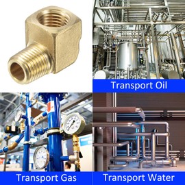 M METERXITY 2 Pack Brass Male to Female Pipe Fittings Extension, Right Angle Elbow Hose Adapter, Apply to Outdoor/Faucet/Industrial (1/4NPT Thread)