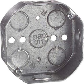 Steel City 54151-1/2&3/4 Outlet Box, Octagon, Drawn Construction, 4-Inch Diameter by 1-1/2-Inch Depth, Galvanized