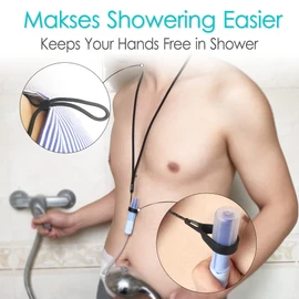 [2 Pack] PD Catheter Shower Holder Peritoneal Dialysis Cather Lanyard Accessories Shower Protector for Safety Support Secure Feeding Tube Peg Tube G-Tube Adults Men Women Patients Black