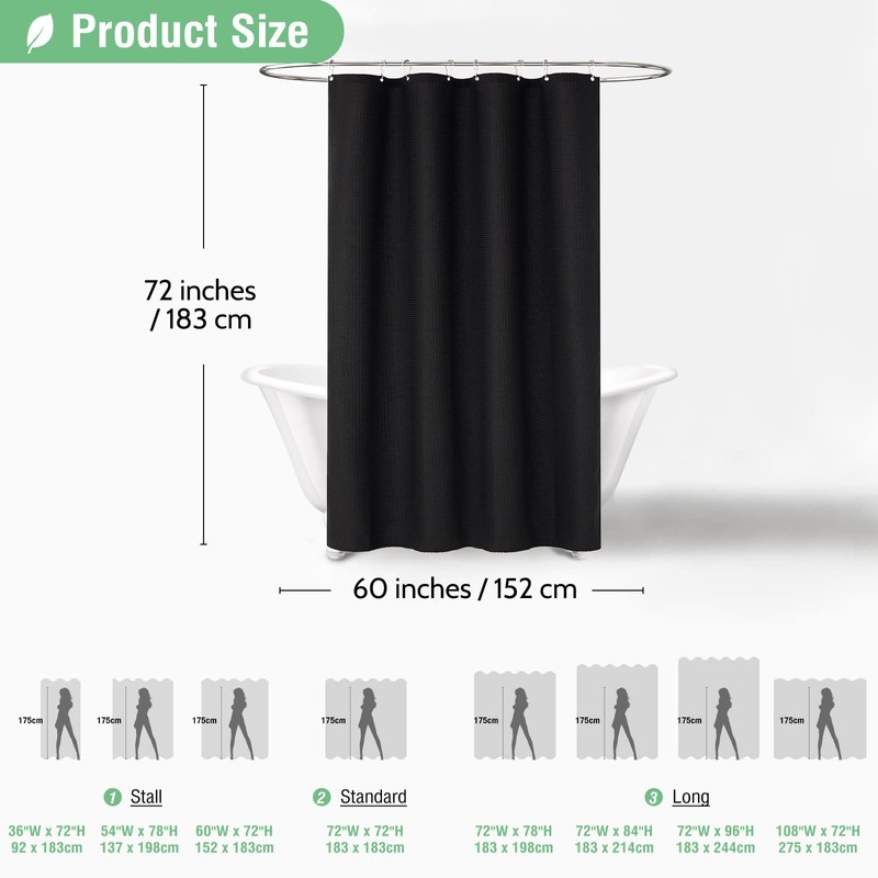 Dynamene 60 inch Stall Shower Curtain - Waffle Weave Heavy