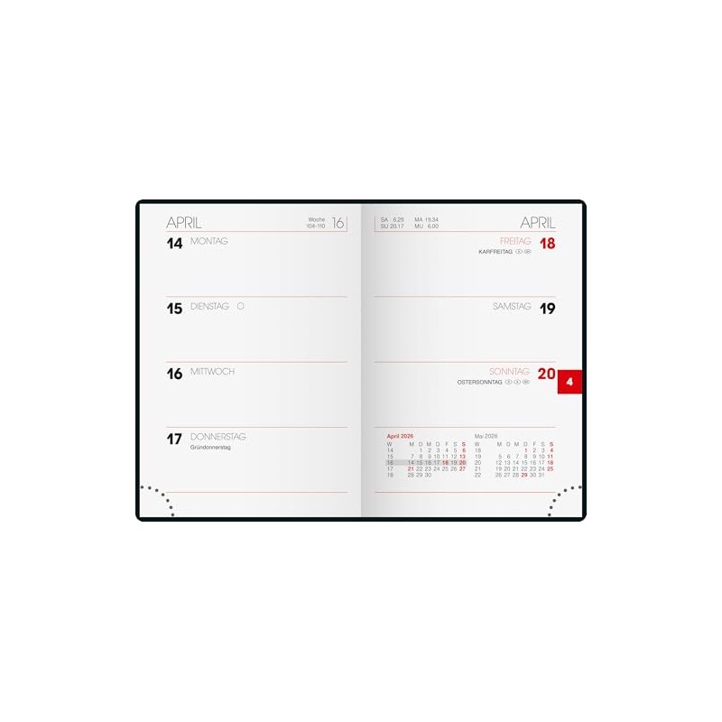 BRUNNEN Taschenkalender Mod. 712 2026 | A7, Kunststoff, sortiert